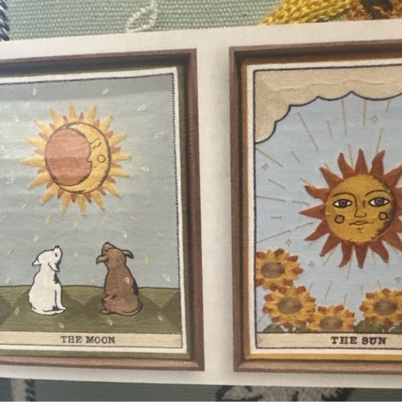 Sun and Moon Woven Wall Art Set - Yellow and Brown - Picture 2 of 2